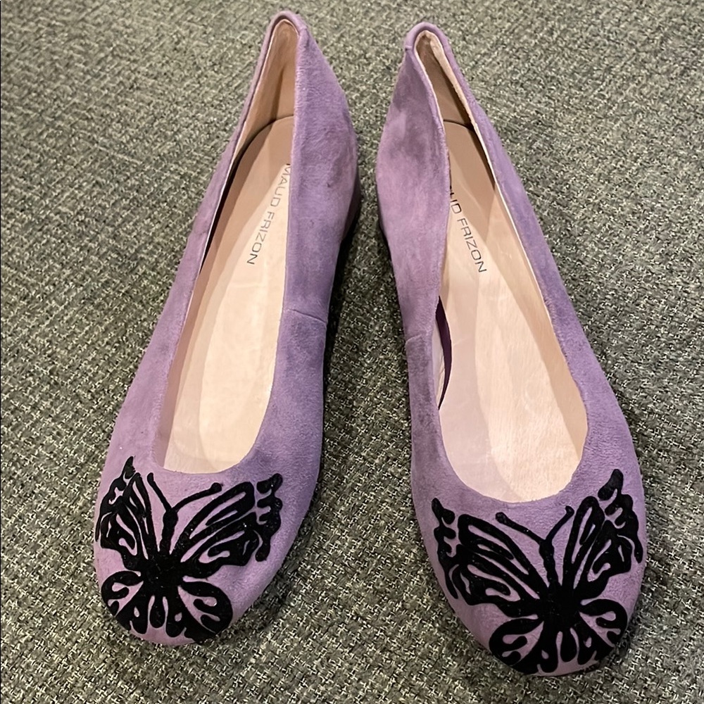 Maud Frizon Purple Suede Butterfly Flats (sz 39)